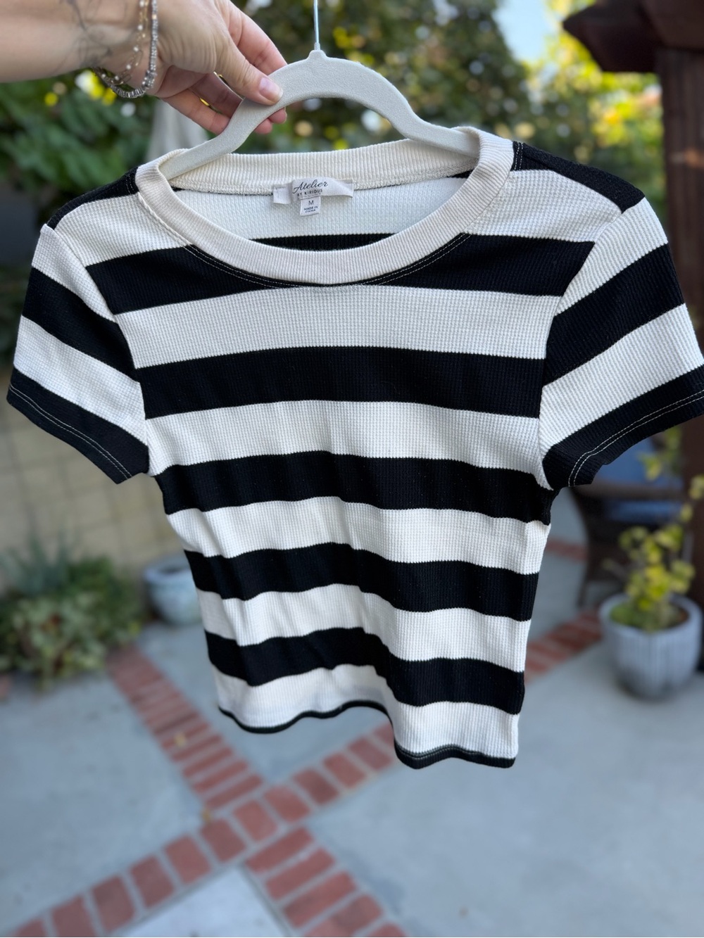 🖤 Atelier by Kirious black & white striped ribbed cropped T-shirt 🖤